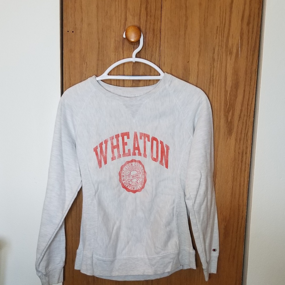 Wheaton College Slim Sweater | White and Orange